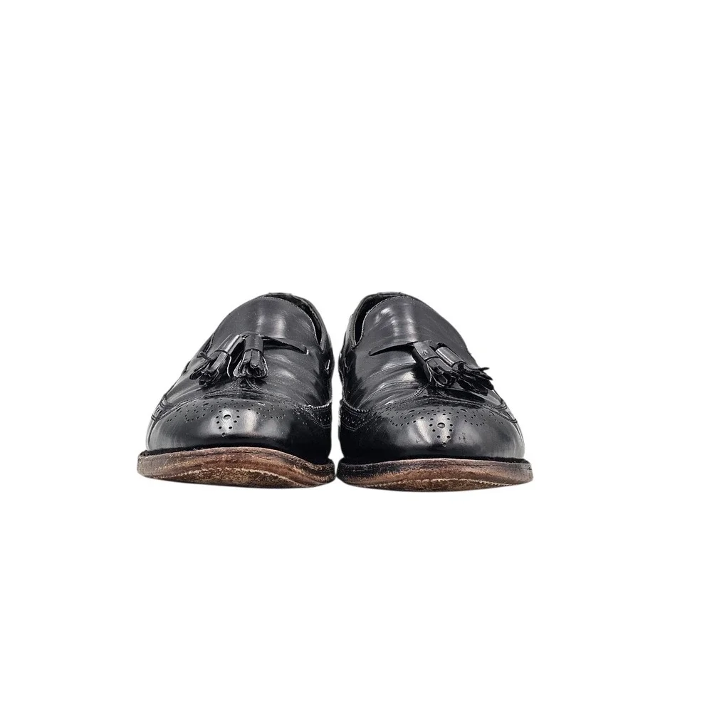 Florsheim Imperial Men's‎ Size 10 C VTG Black V Wing Tassell Loafers Dress Shoes